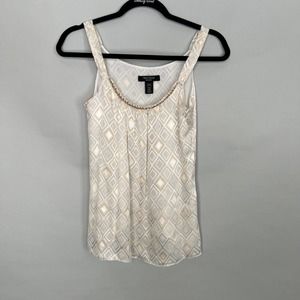 COPY - White House Black Market Ivory,Gold, and Silver Diamond Pattern Top Peti…